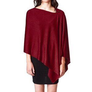Kerisma Burgundy Asymmetrical Poncho O/S Cashmere Blend Womens Knit Wrap Poncho